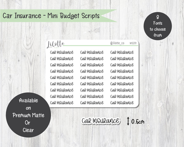 Car Insurance - Budget Mini Scripts