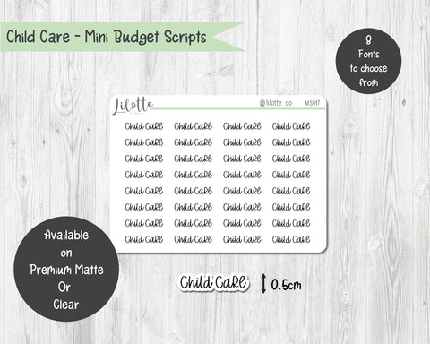 Child Care - Budget Mini Scripts