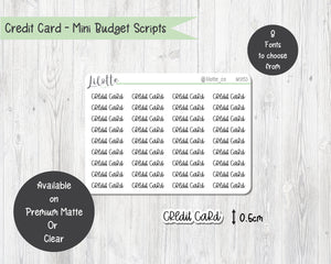 Credit Card - Budget Mini Scripts