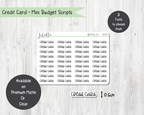 Credit Card - Budget Mini Scripts