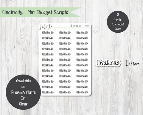 Electricity - Budget Mini Scripts