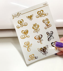 Foiled Heart Swirls