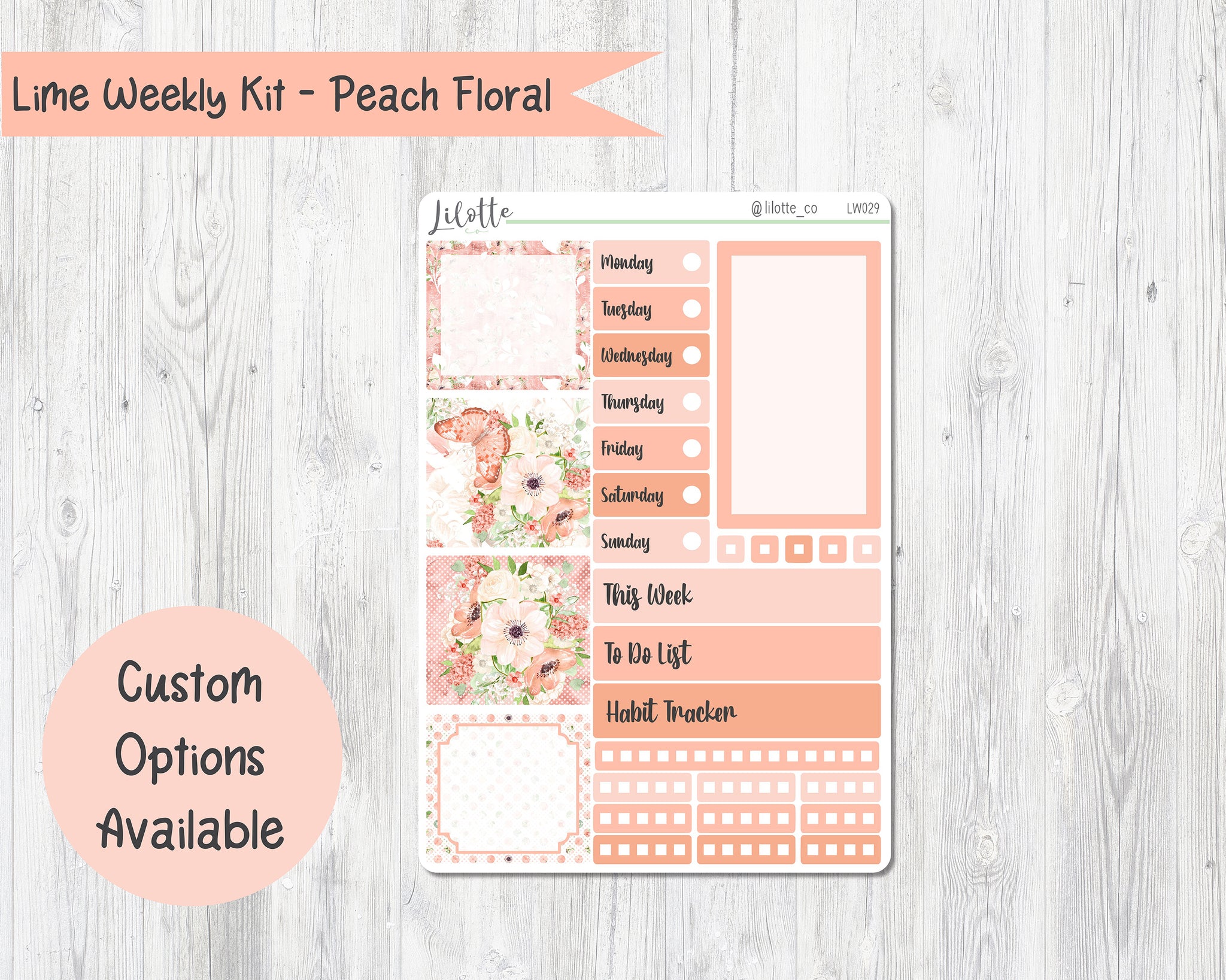 Peach Floral - Lime Weekly Kit