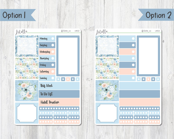 Powder Blue Floral - Lime Weekly Kit