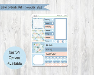 Powder Blue Floral - Lime Weekly Kit