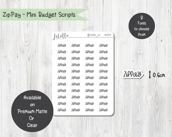 ZipPay - Budget Mini Scripts