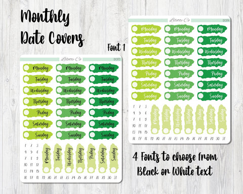 Green - Monthly Date Covers