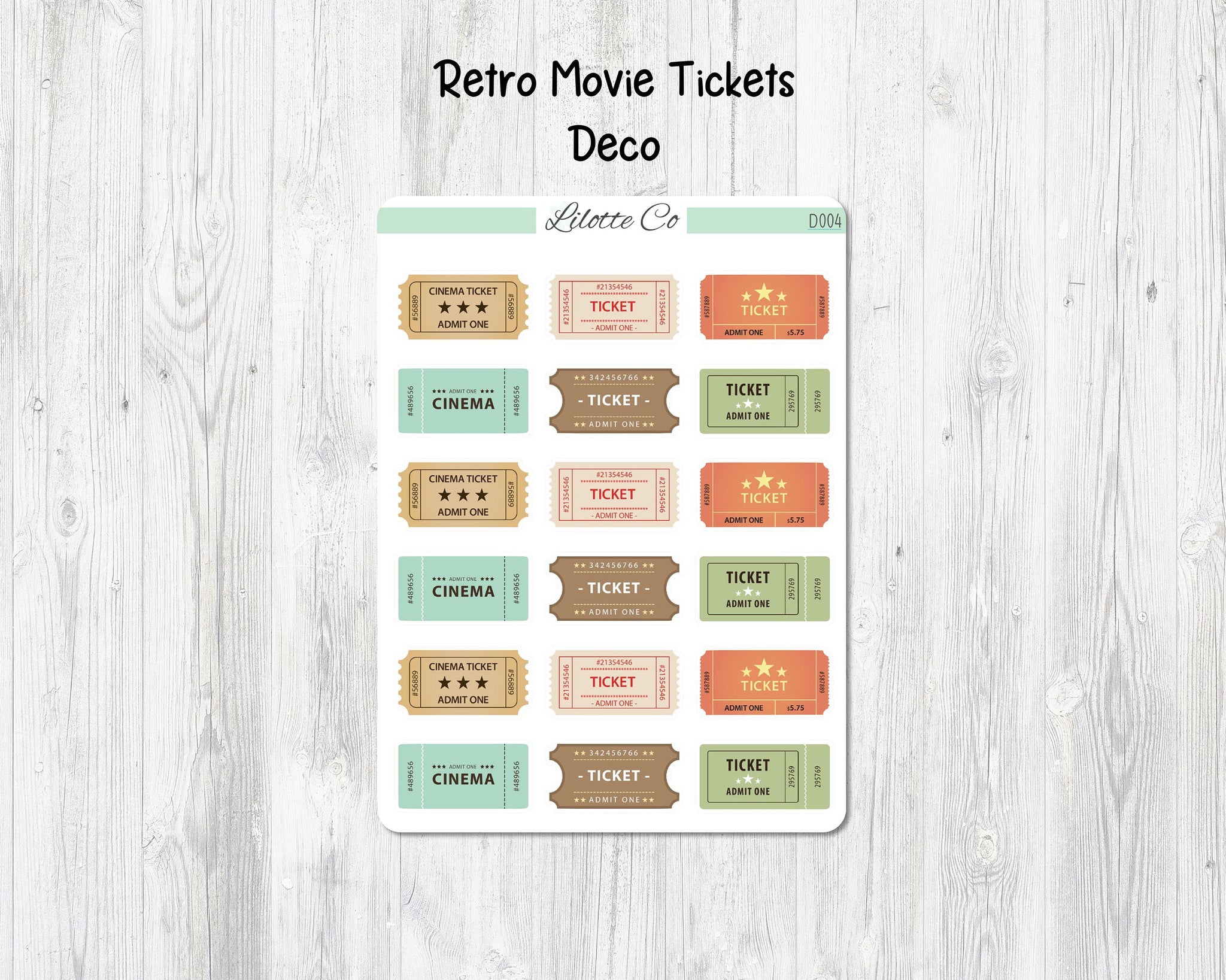 Retro Movie Tickets Deco