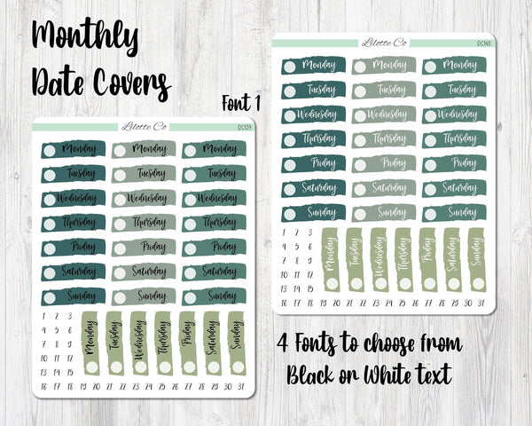 Dark Green - Monthly Date Covers