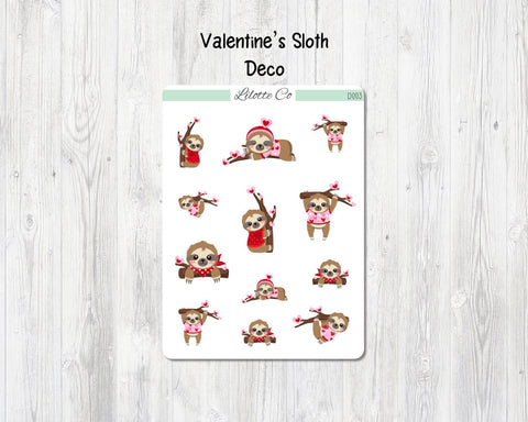 Valentine's Day Sloth Deco