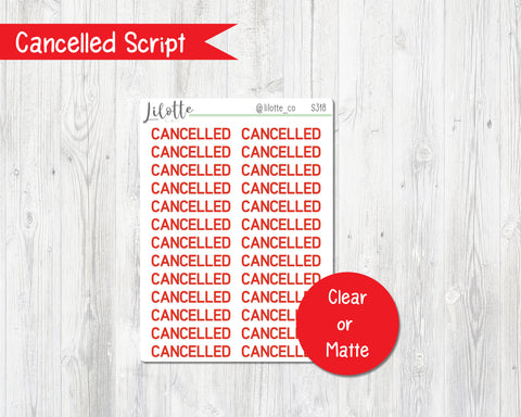 Cancelled Script Stickers