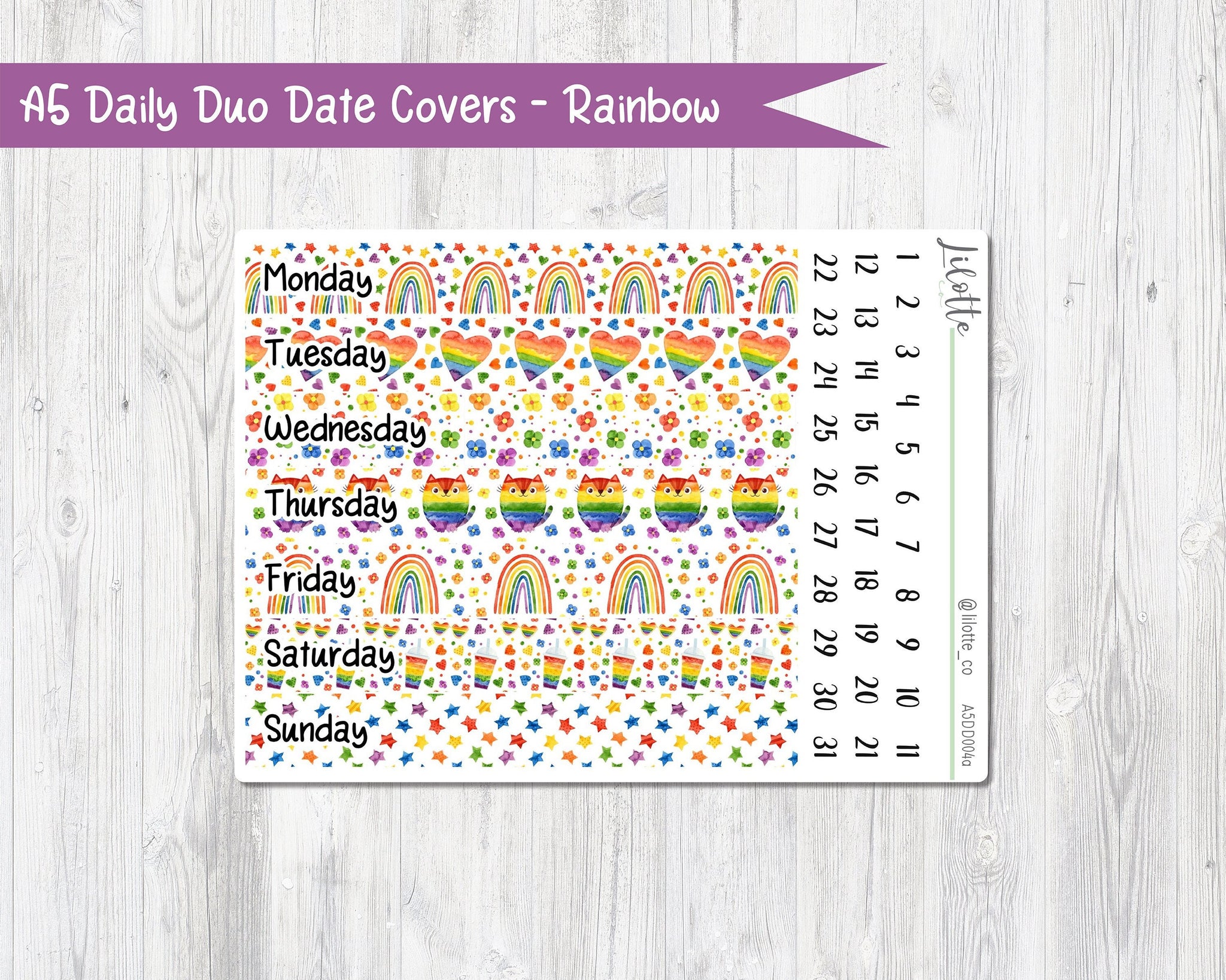 A5 Daily Duo Rainbow Date Covers