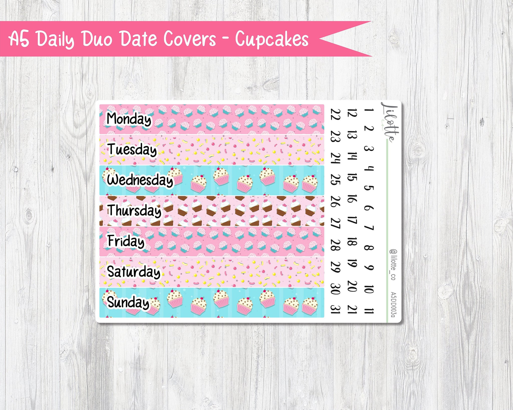 A5 Daily Duo Cupcake Date Covers