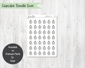 Cupcake Doodle Icon Stickers