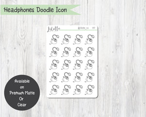 Headphones Doodle Icon Stickers